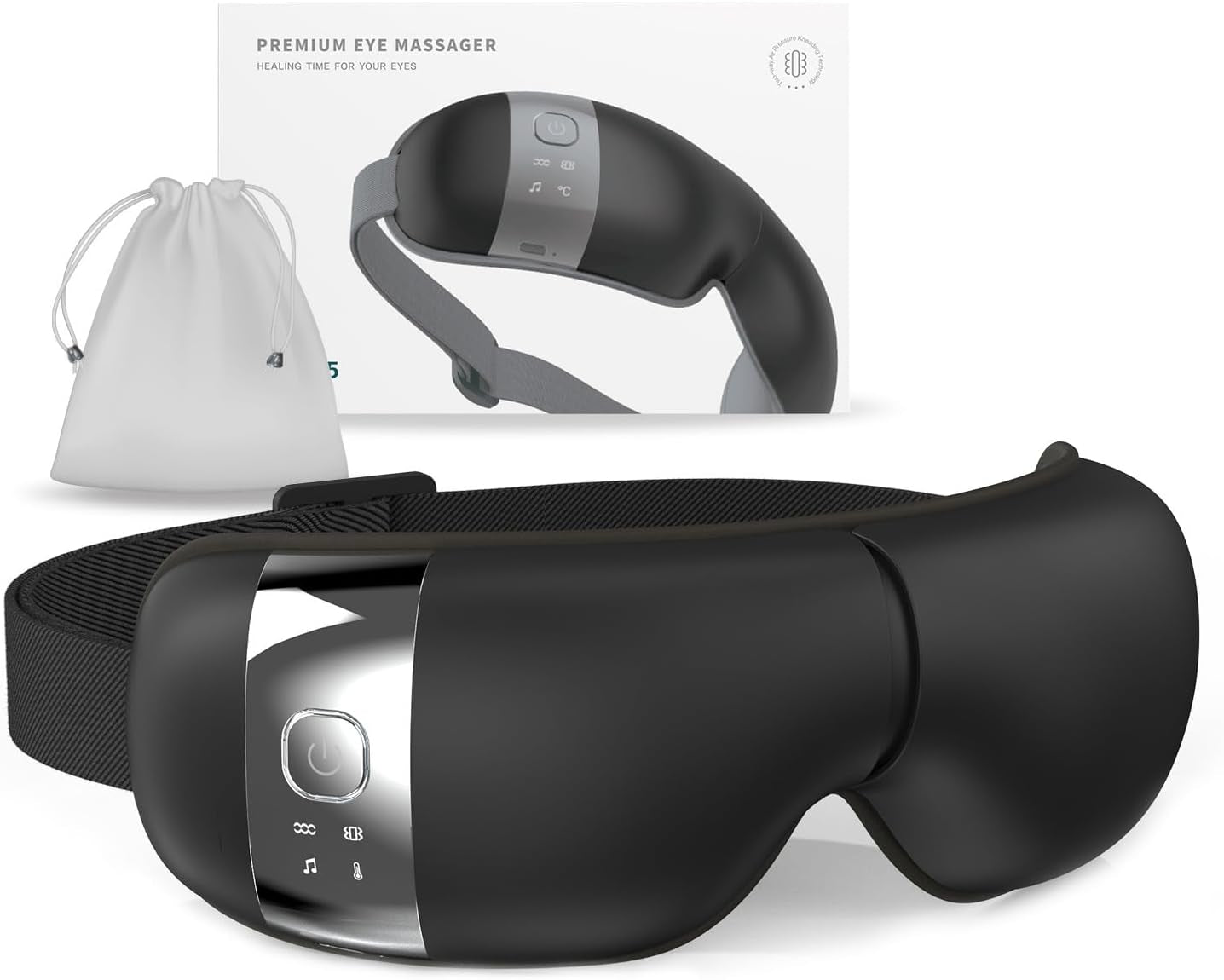 Hubicare Eye Massager with Heat, Vibration, Bluetooth Music & Air Pressure – Portable Eye Therapy for Relaxation, Dry Eyes, Puffiness, Sleep Aid, Gift for Men & Women (Black)