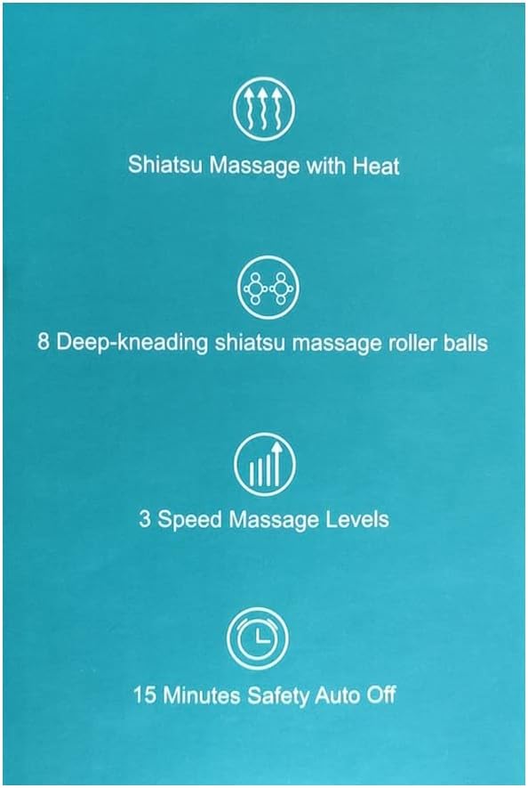 Neck Back Massager, Shoulder Massager with Heat, Deep Tissue 3D Kneading Pressure Shiatsu Electric Massage for Muscle Pain for Office Chair Car & Home Use (Black)