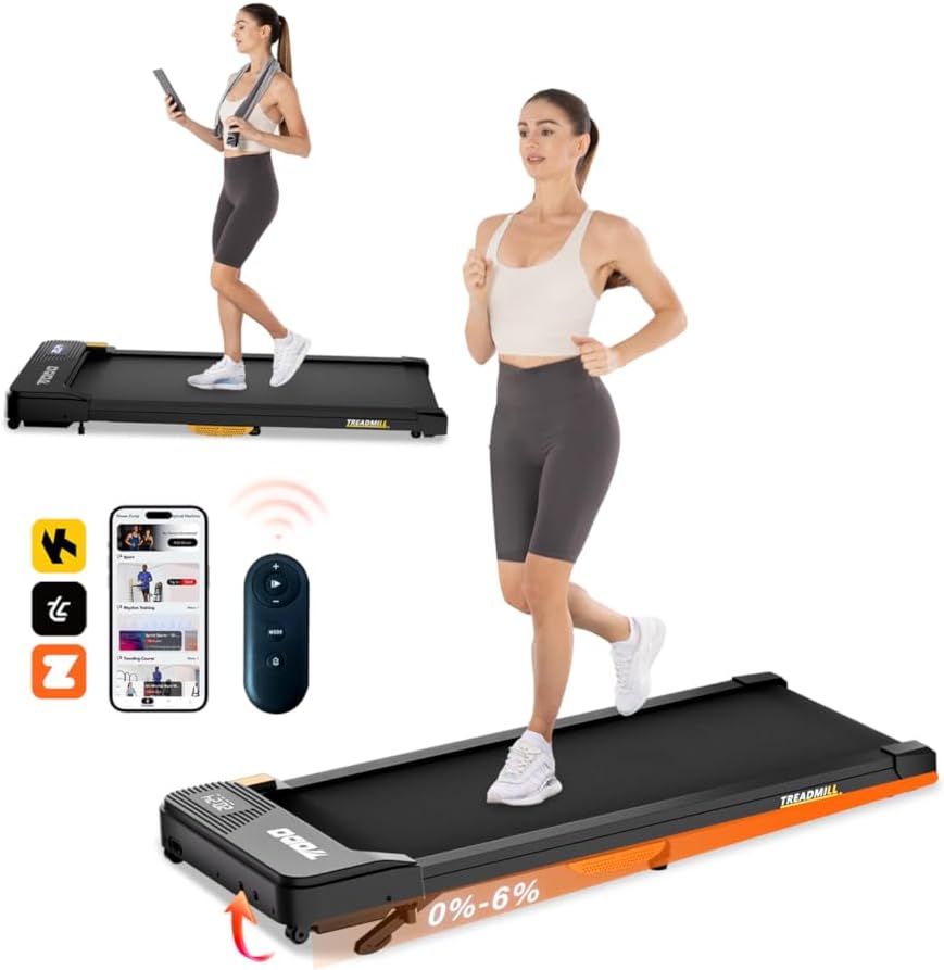 Walking Pad with Incline for Home, 3 in 1 under Desk Treadmill with Remote Control and App, 2.5HP 1-6KM/H Portable Walking Treadmill, Capacity 110 Kg