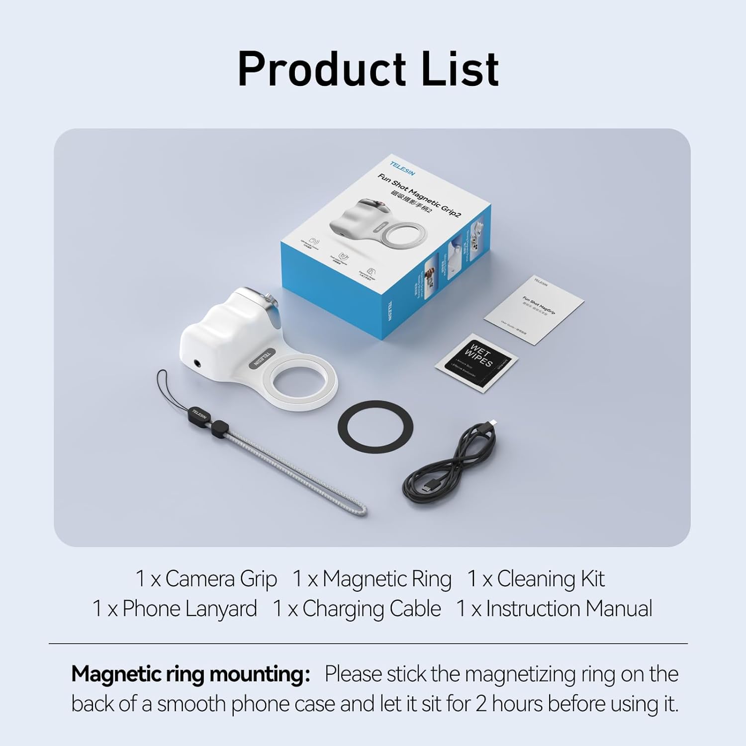 Fun Shot Magnetic Phone Grip, Magnetic Camera DSLR Style Shutter Grip for Iphone & Android W Detachable Bluetooth Control - 1/4" Thread - Comfort Ergonomic Phone Camera Grip