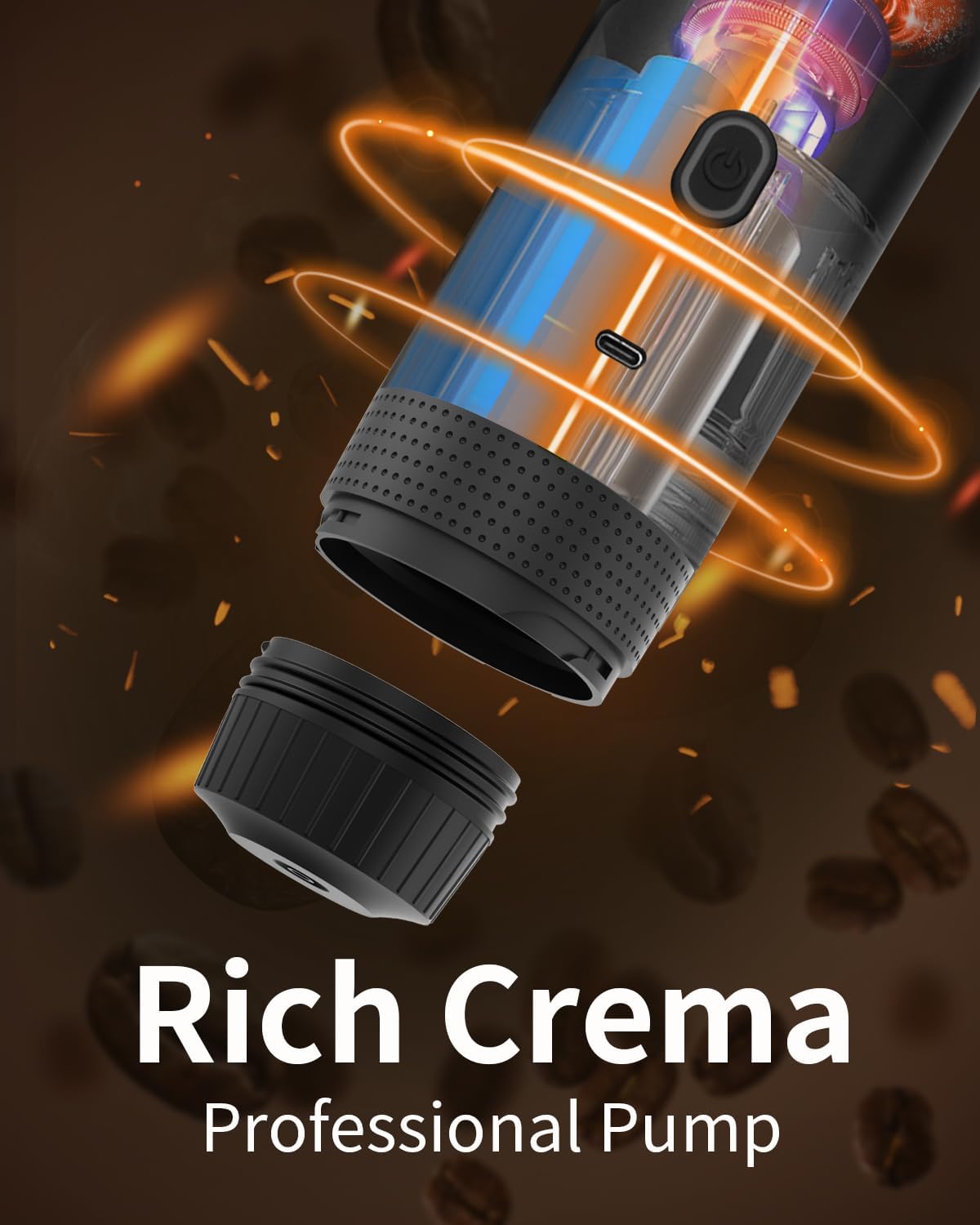 Portable Electric Espresso Machine, 20 Bar Mini Small Car Coffee Maker for Travel, Self-Heating Battery Powered Coffee Brewer Compatible with Ground Coffee & NS Capsules, Black