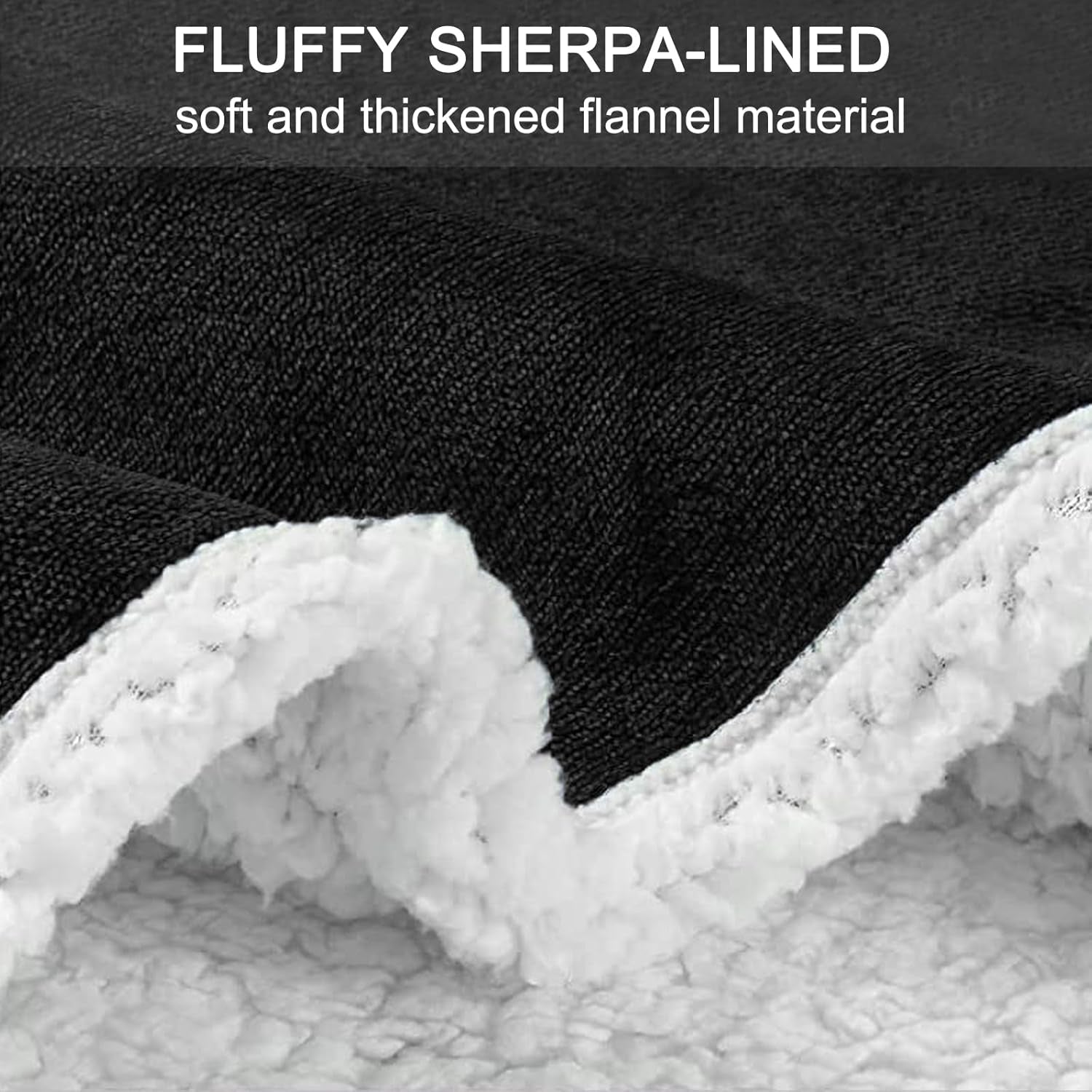 Extra Long Oversized Blanket Hoodie, Super Warm Soft Sherpa Fleece Hooded, Comfy Wearable Snuggle Blanket Sweatshirt with Giant Pockets, One Size Fits All Men Women Teenagers Black