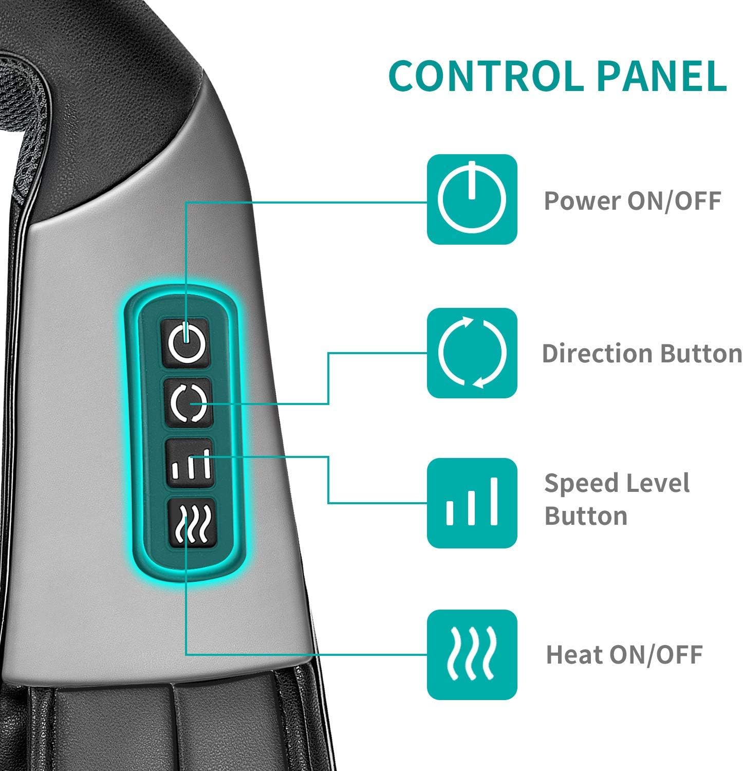 Neck Back Massager, Shoulder Massager with Heat, Deep Tissue 3D Kneading Pressure Shiatsu Electric Massage for Muscle Pain for Office Chair Car & Home Use (Black)