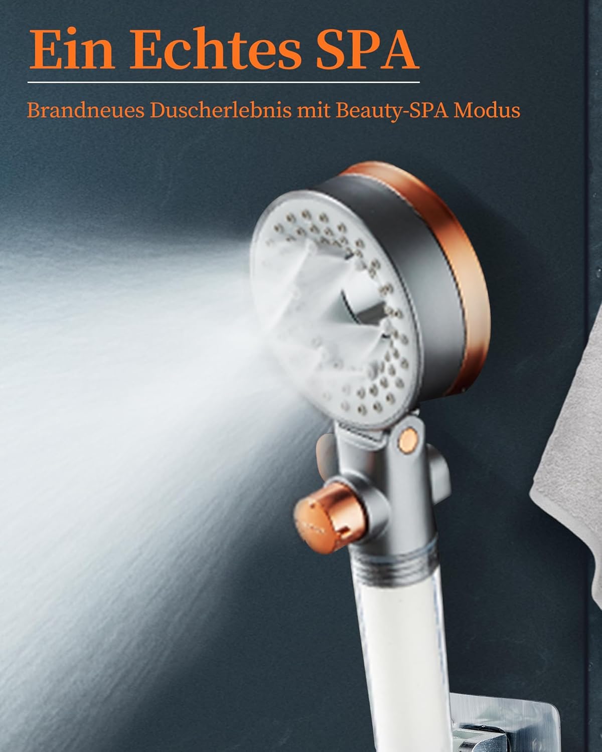 Sparduschkopf Wassersparend Mit 3 Strahlarten, Druckerhöhend Handbrause Mit Filter Gegen Kalk, Regendusche Duschköpfe, Duschsparkopf Wassersparend Mit Stoppfunktion, SPA Brausekopf Dusche