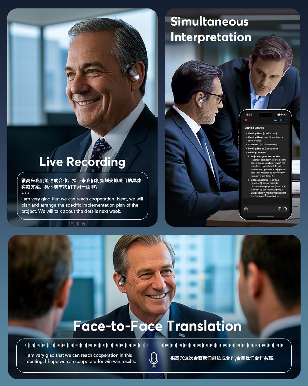 Translation Earbuds Real Time - AI 144 Language Translator Earbuds, Audifonos Traductores Inglés Español, 3-In-1 Translating Device, Translate Ear Buds for Travel Learning with Charging Cradle