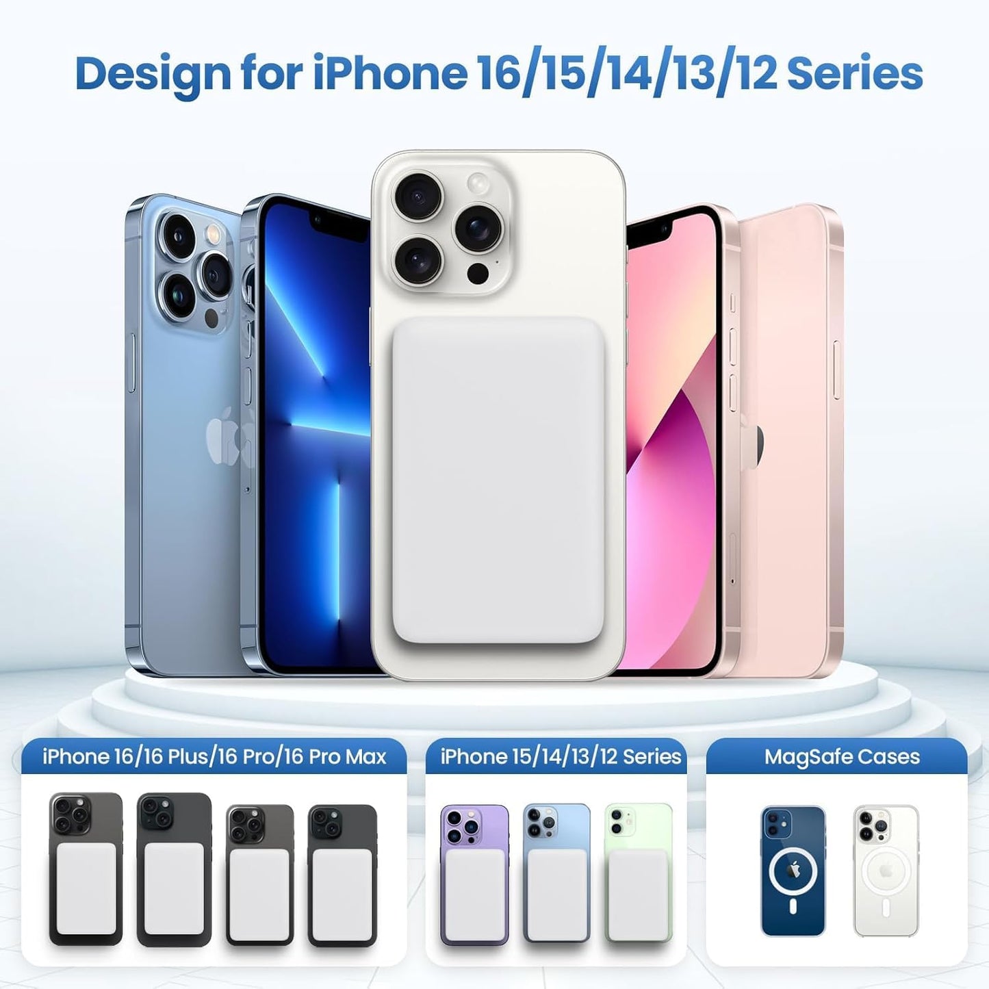 Wireless Magnetic Power Bank, Ultra-Slim Portable Charger 10000Mah, 20W Fast Charging Compact High-Speed Battery Pack, Wireless Powerbank for Iphone 17 16 15 14 13 12 plus Pro Max Mini Ipad Galaxy