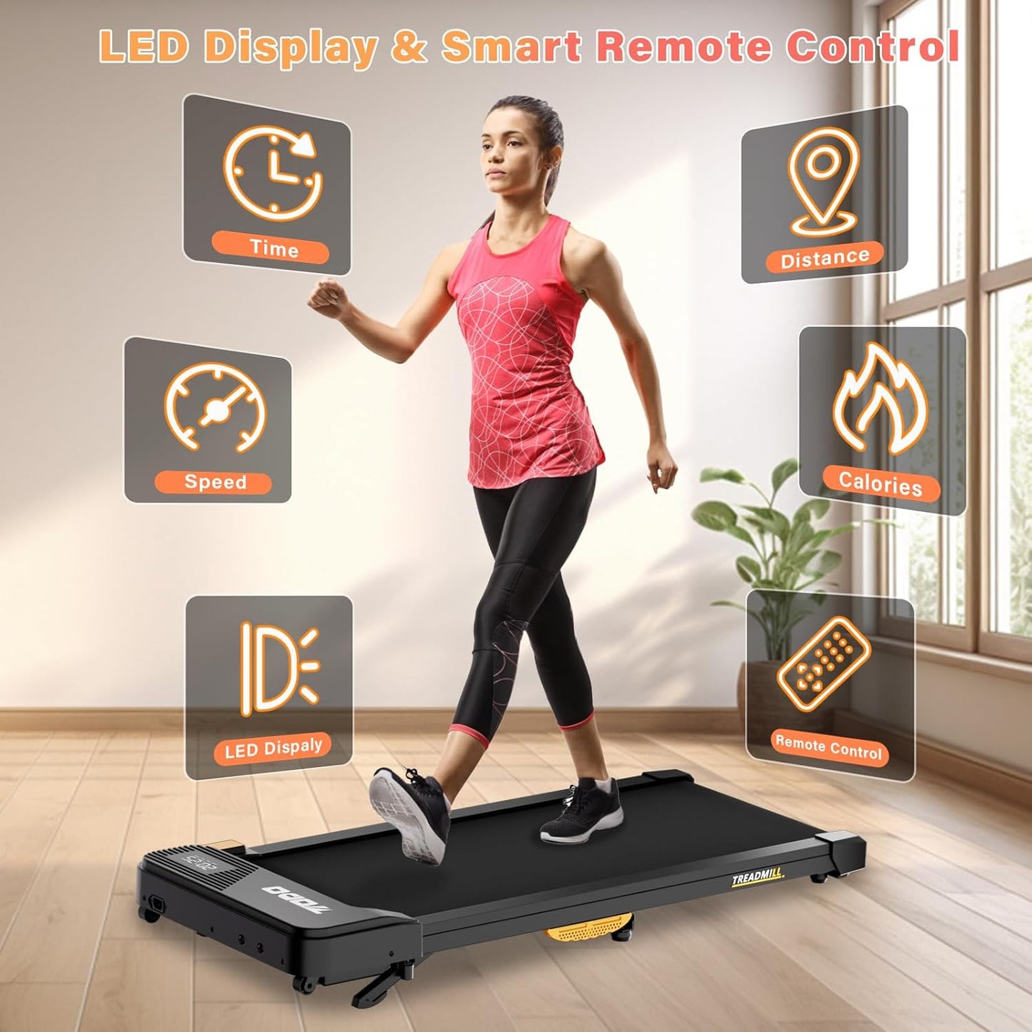 Walking Pad with Incline for Home, 3 in 1 under Desk Treadmill with Remote Control and App, 2.5HP 1-6KM/H Portable Walking Treadmill, Capacity 110 Kg