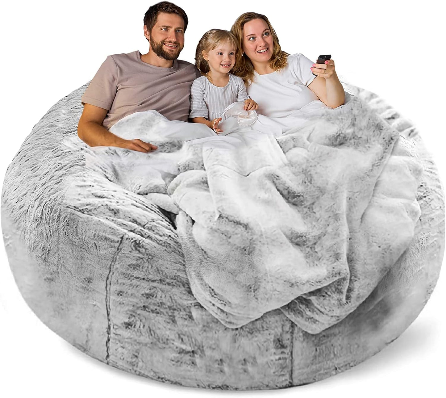 Transform Your Space with Our 6ft Snow Grey Bean Bag Chair Cover - Ultimate Comfort and Style for Lounging, Reading, and Relaxing!