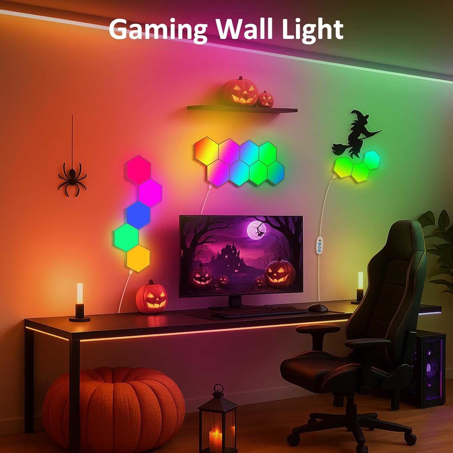 Hexagon LED Gaming Wandleuchte – 8 Stück RGB LED Panels, Musik-Sync & App-Steuerung, Modulare Wandbeleuchtung Für Gamer Zimmer, Wohnzimmer, Wanddeko Und Zimmer Deko