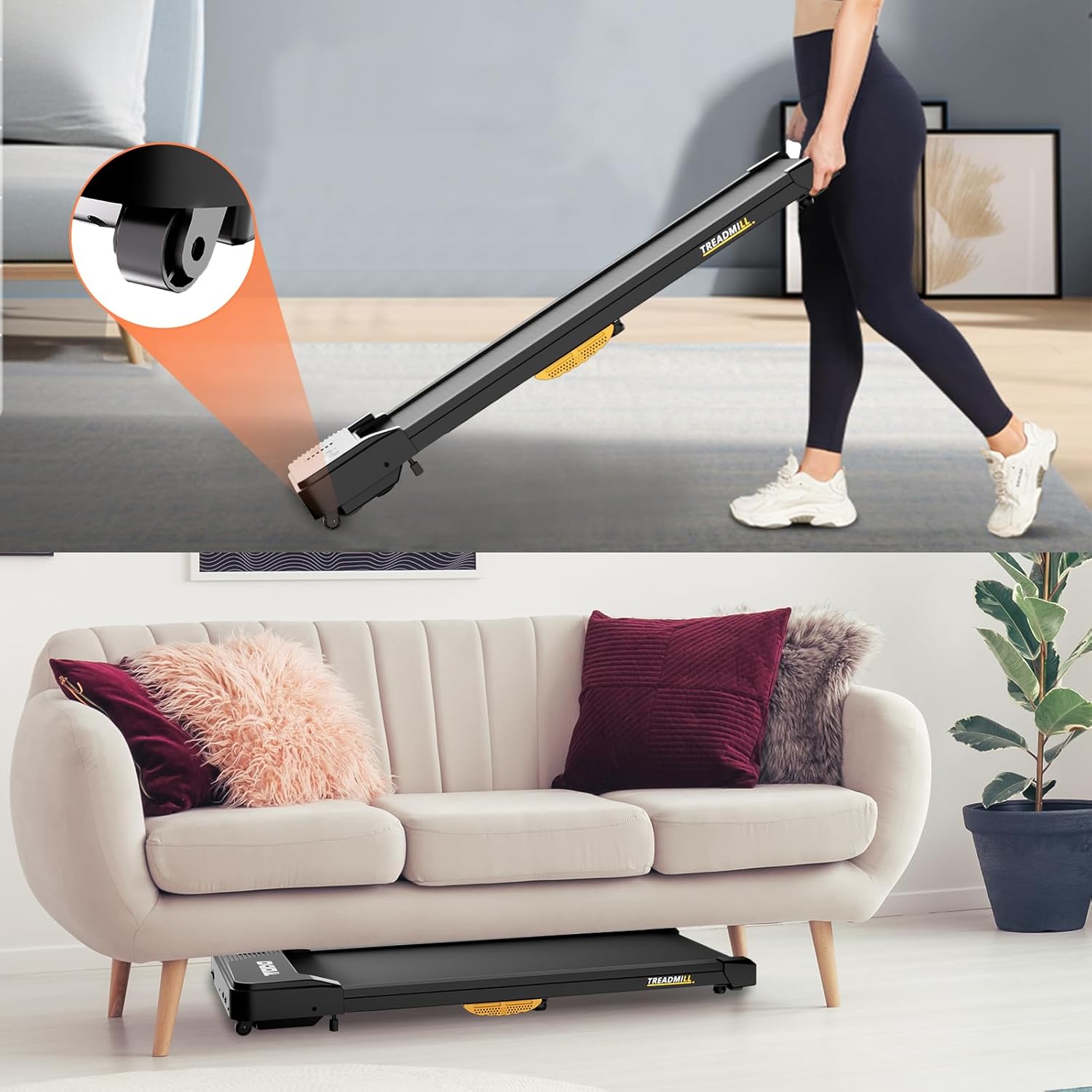 Walking Pad with Incline for Home, 3 in 1 under Desk Treadmill with Remote Control and App, 2.5HP 1-6KM/H Portable Walking Treadmill, Capacity 110 Kg