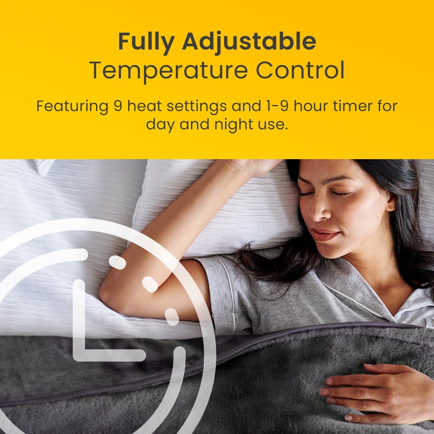 ® Luxury Faux Fur Heated Throw - Electric Heated Blanket with 9 Heat Settings, 9 Hour Timer and Overheat Protection - Machine Washable with Remote Control - Grey Fur Throw