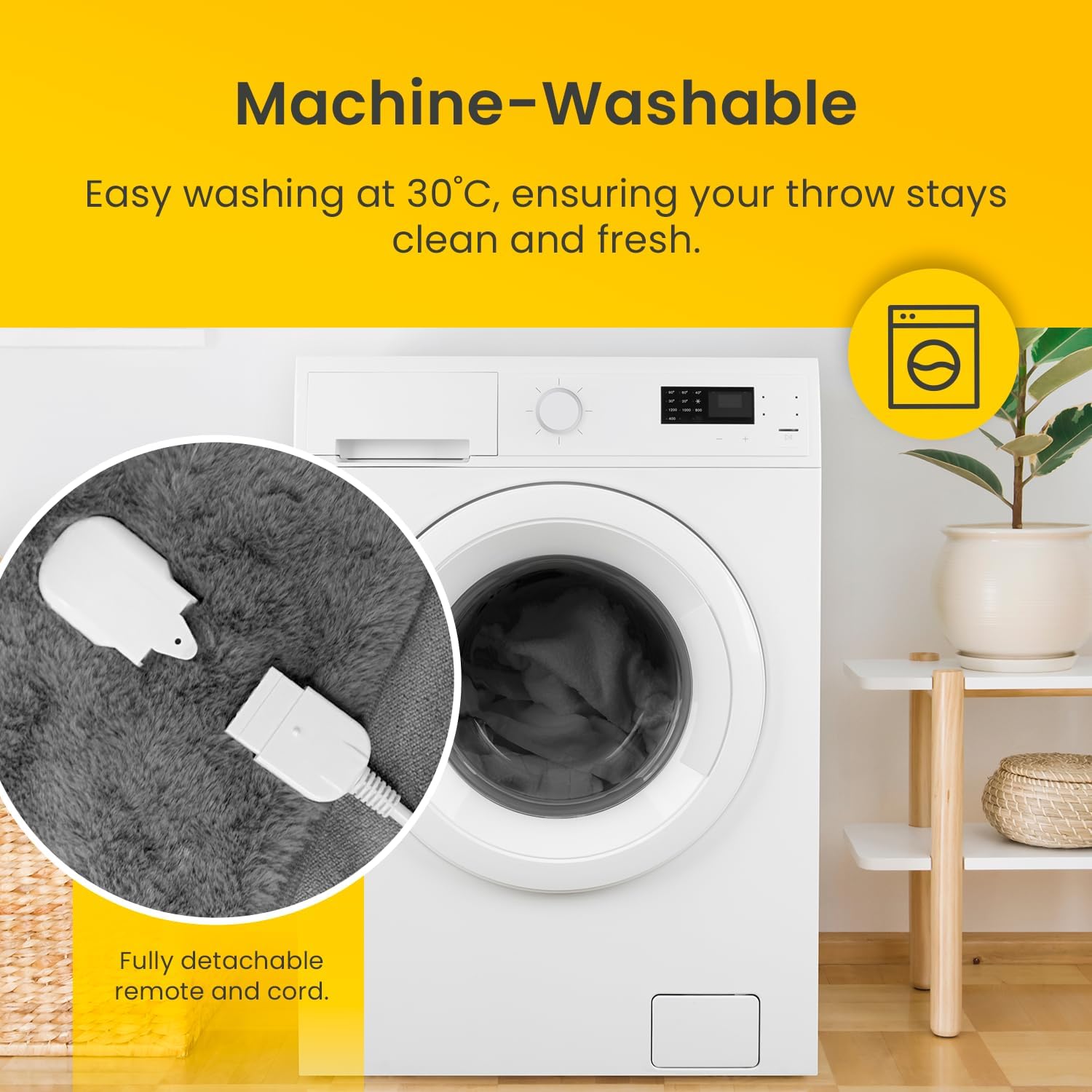 ® Luxury Faux Fur Heated Throw - Electric Heated Blanket with 9 Heat Settings, 9 Hour Timer and Overheat Protection - Machine Washable with Remote Control - Grey Fur Throw