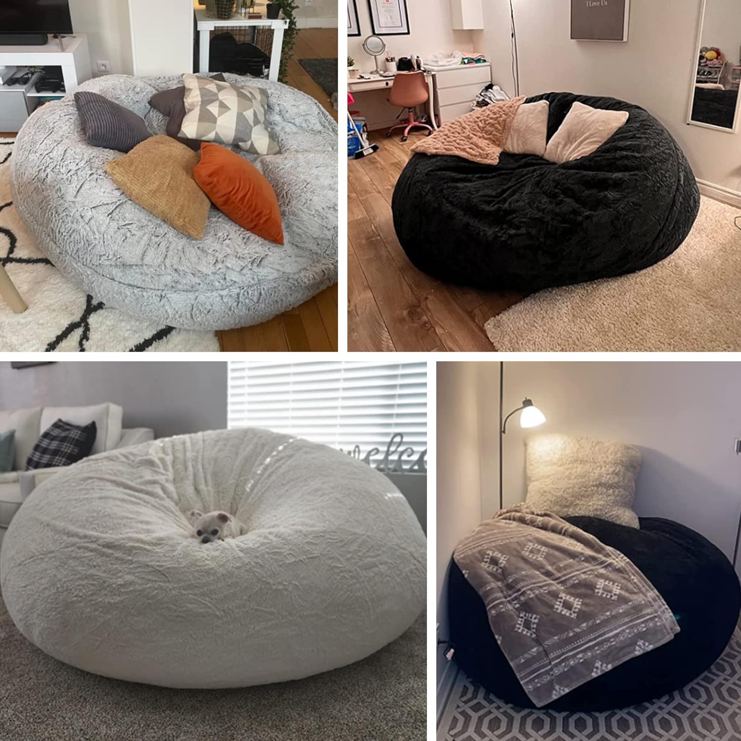 Transform Your Space with Our 6ft Snow Grey Bean Bag Chair Cover - Ultimate Comfort and Style for Lounging, Reading, and Relaxing!