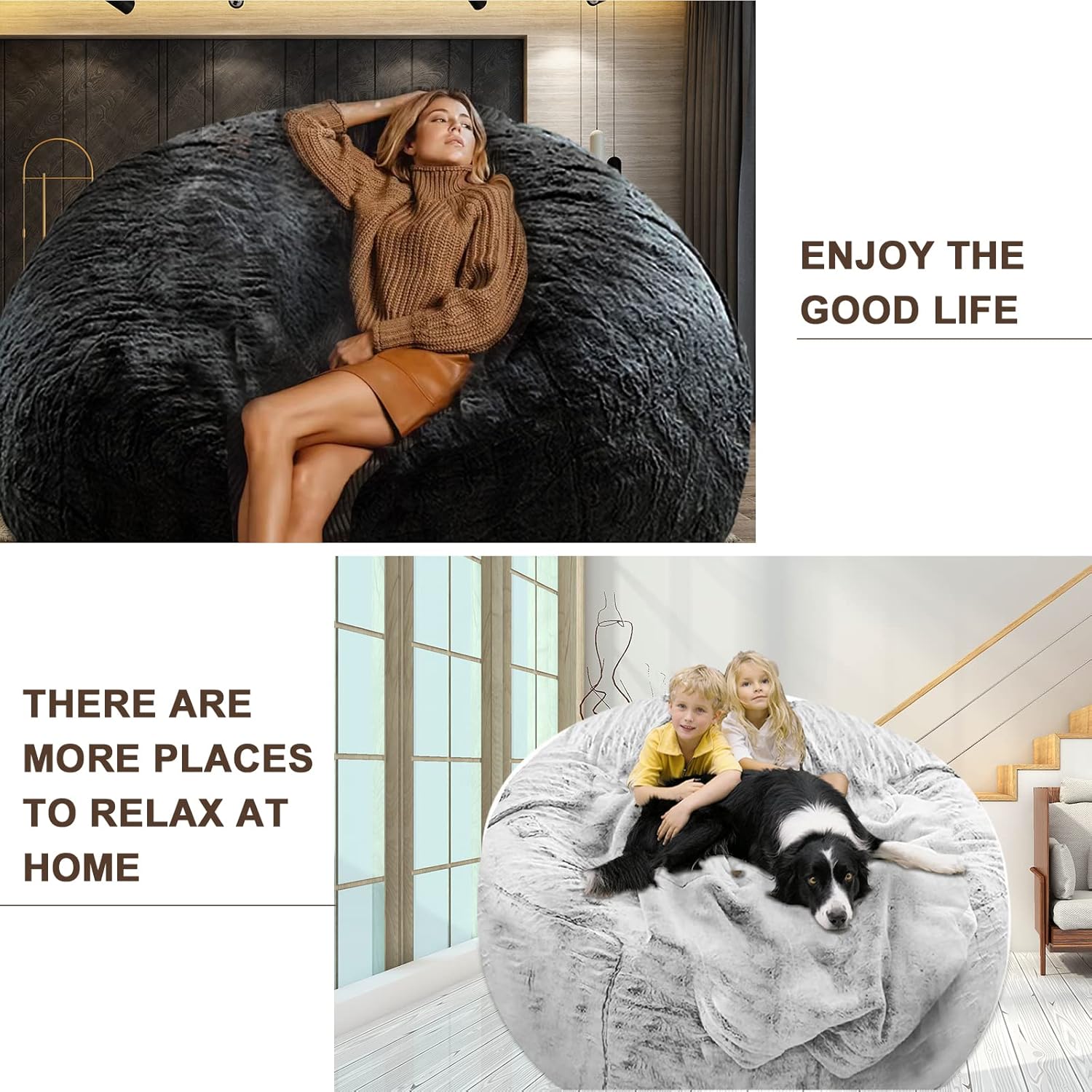 Transform Your Space with Our 6ft Snow Grey Bean Bag Chair Cover - Ultimate Comfort and Style for Lounging, Reading, and Relaxing!