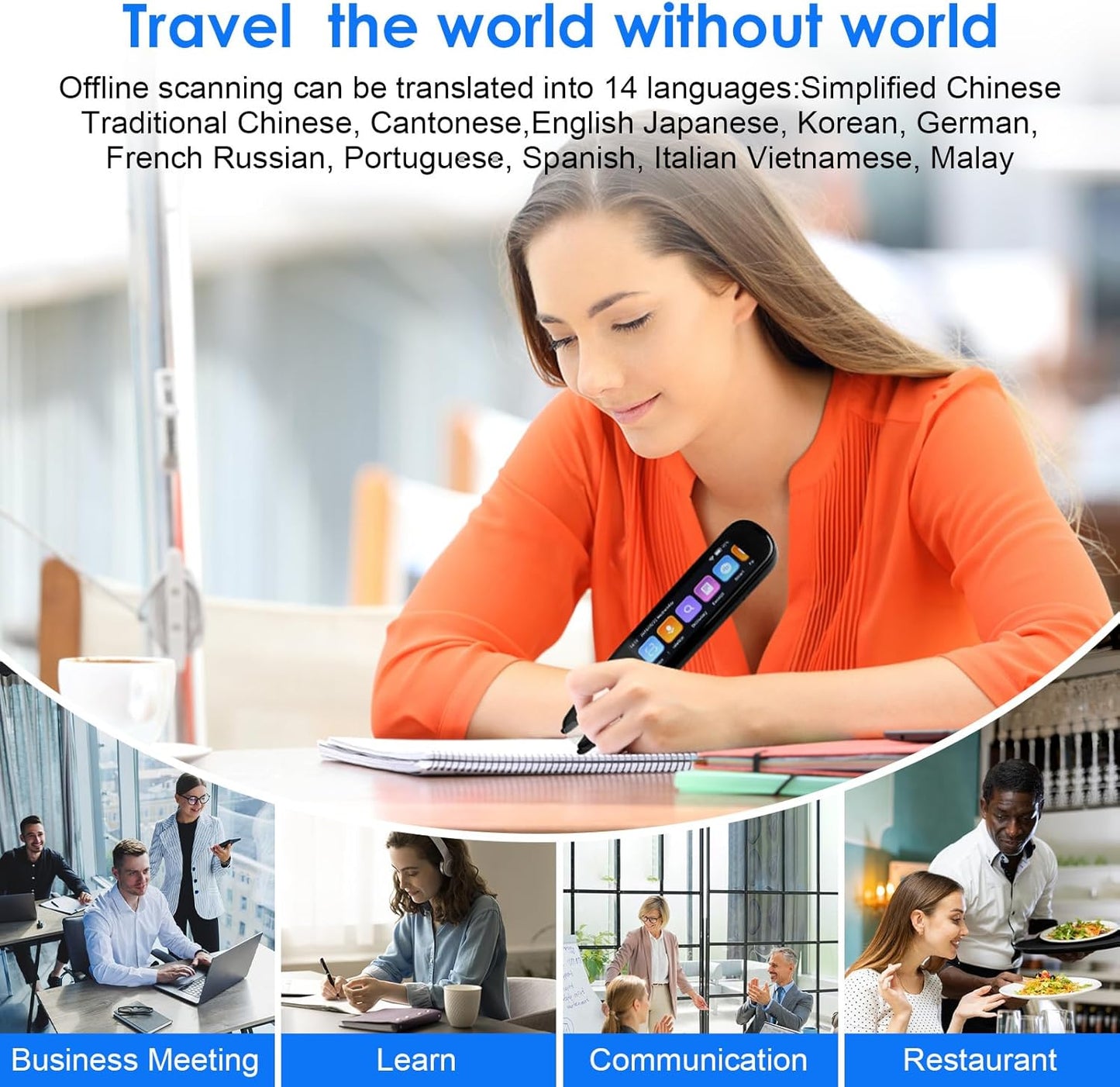 Scan Reader Pen, 112 Languages Scan Translator Pen, Smart Reading Pen for Dyslexia, Elderly, Kids, Students, Supports Speech & Scan to Text, Real Time Pen Reader Scanner