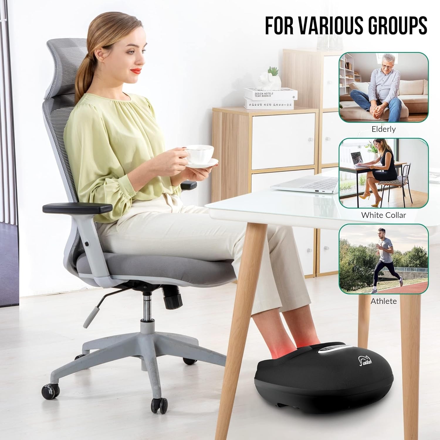 Shiatsu Foot Massager with Heat, Deep Kneading, Compression, Vibration, Feet Massager Machine for Plantar Fasciitis, Neuropathy, Foot Warmer under Desk, Size 13, Gifts for Men, Women…